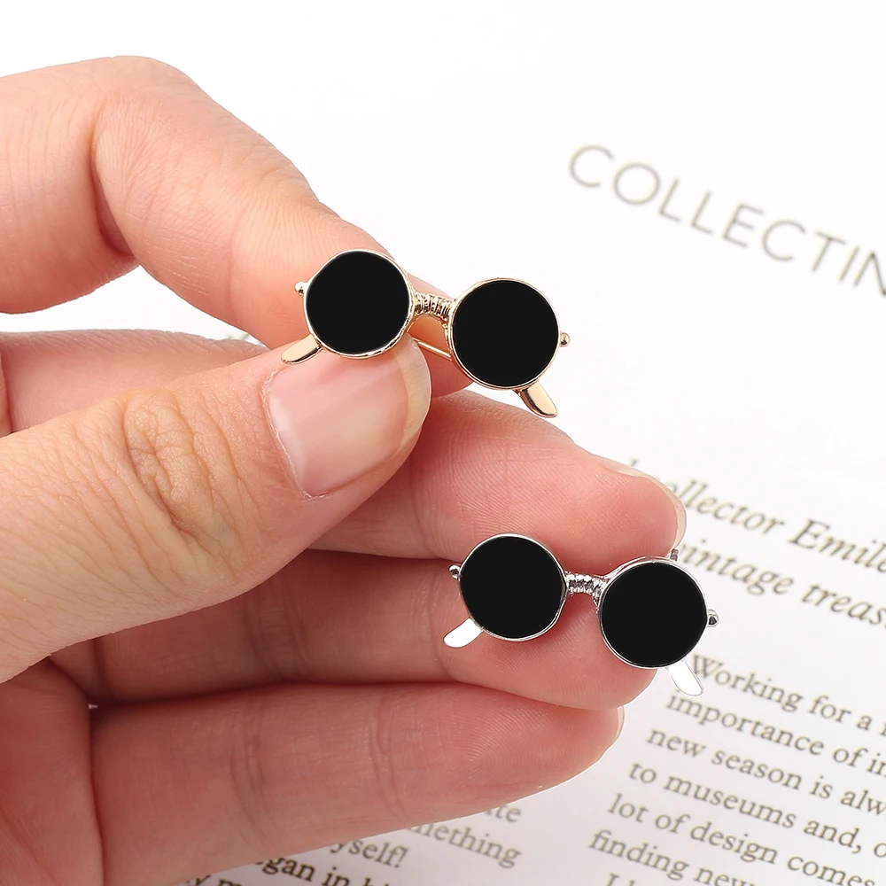 Мода и черной эмалью в виде солнцезащитные очки Pin прохладно летом значки броши