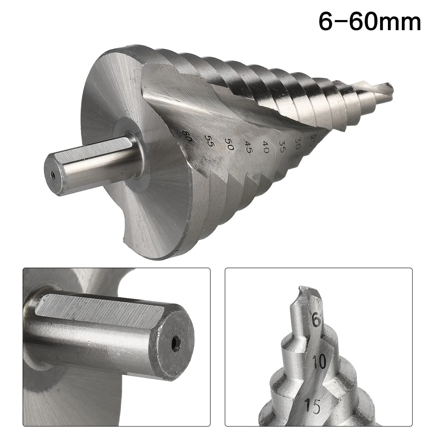 

6-60MM Step Drill Pagoda Drill Spiral Multi-Function Twist Drill Power Tool Spiral Groove Metal Steel Reamer Power Tool
