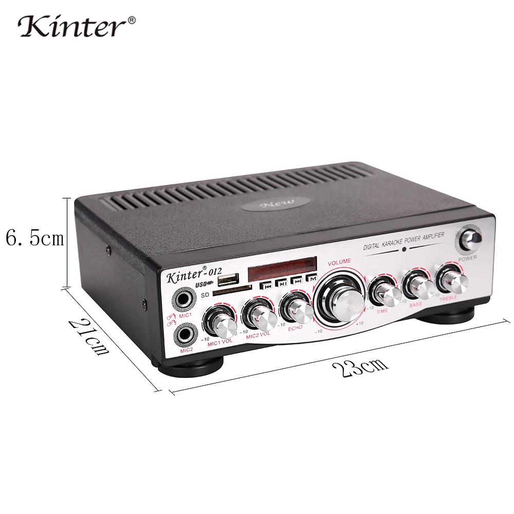 Kinter-012 усилитель звука для динамика 30 Вт 2 канала мини домашний кинотеатр усилитель аудио с USB SD MIC вход FM радио светодиодный дисплей