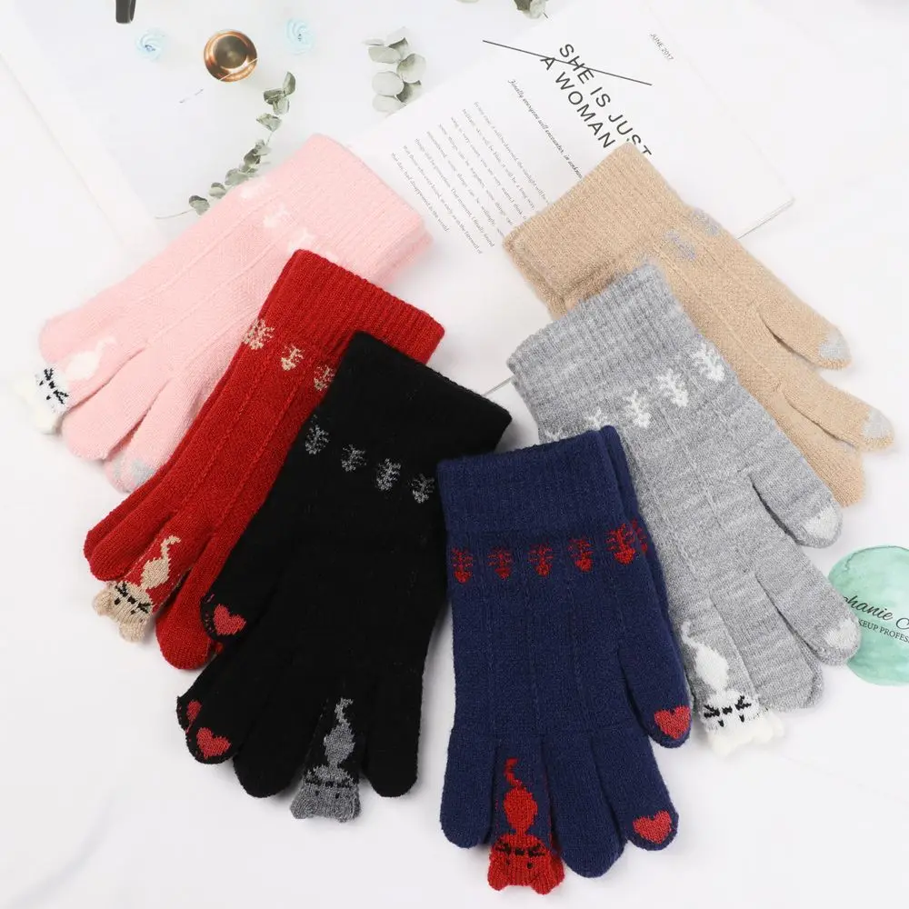 

Женские кашемировые оригинальные кашемировые вязаные женские осенне-зимние теплые плотные перчатки для катания на лыжах для сенсорных экр...