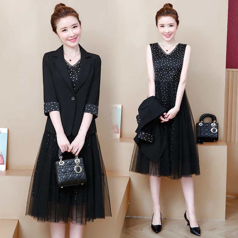 

Женское платье большого размера из двух частей, женское модное платье в Корейском стиле на раннюю осень