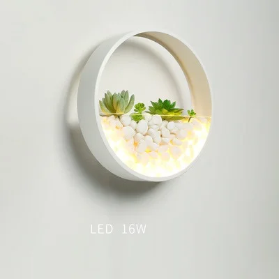 Warm light 16W Современный светодиодный настенный светильник, круглый светодиодный настенный светильник для спальни, гостиной, украшение стены, украшенное растениями и камнями, подарок, арт-деко - Испускаемый цвет: Warm light 16W