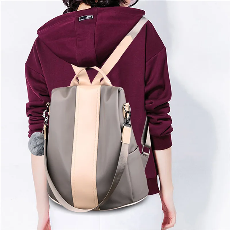 

2021 Quality Leather Anti-thief Women Backpack Large Capacity Hair Ball School Bag For Teenager Girls Male Travel Bags