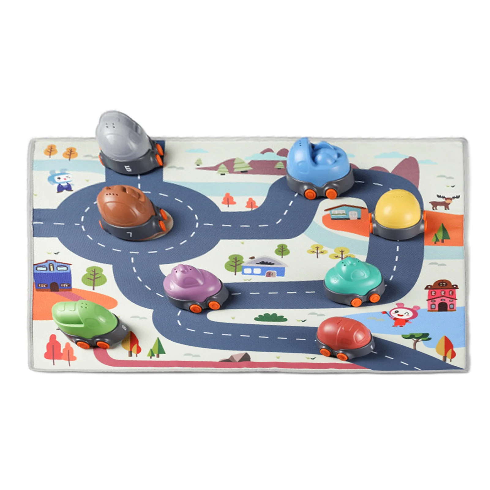 

8PCS Children Stacking Car Toy Play Vehicles Toys With Play Mat Fun Cartoon Board Game For 1-3 Years Old Baby