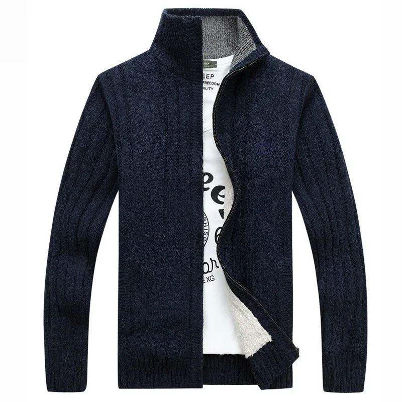 

Mens Cardigans Sweaters Winter Thicking Casual Wool Sweater Warm Zipper Men Cardigan Stand Collar Knitted Sweaters Pullover Coat