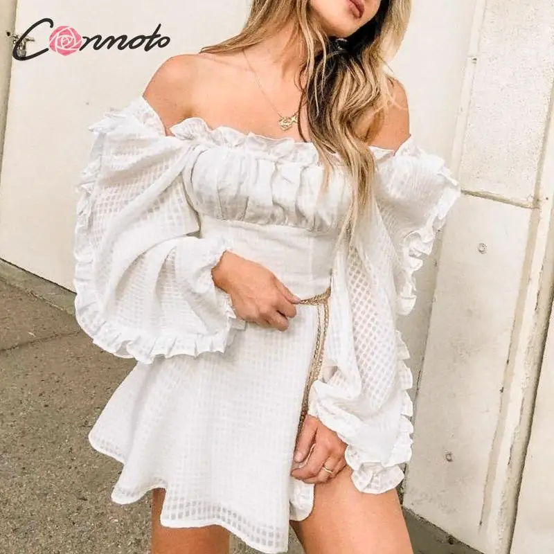 Conmoto Элегантные однотонные платья для вечеринок белое винтажное платье