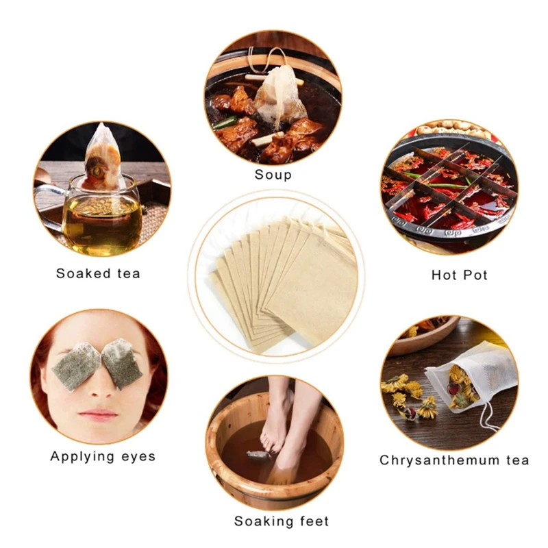 

300Pcs Drawstring Tea Bag Disposable Empty Tea Bag for Coffee and Loose Tea, 1 Cup Capacity (7 x 9 cm)