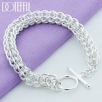 doteffil 925 sterling silver multi circle bracelet for woman charm wedding engagement party fashion jewelry