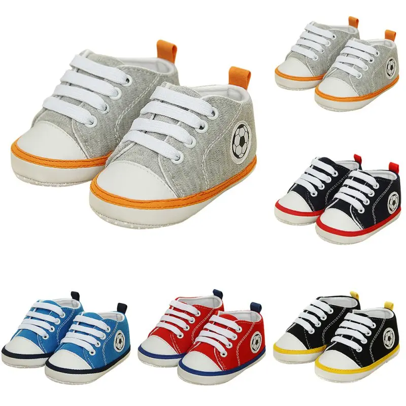 

Baby Boy Soft Soled Sneakers Laces Up Sneakers First Walkers Prewalker Crib Shoes 0-18 M