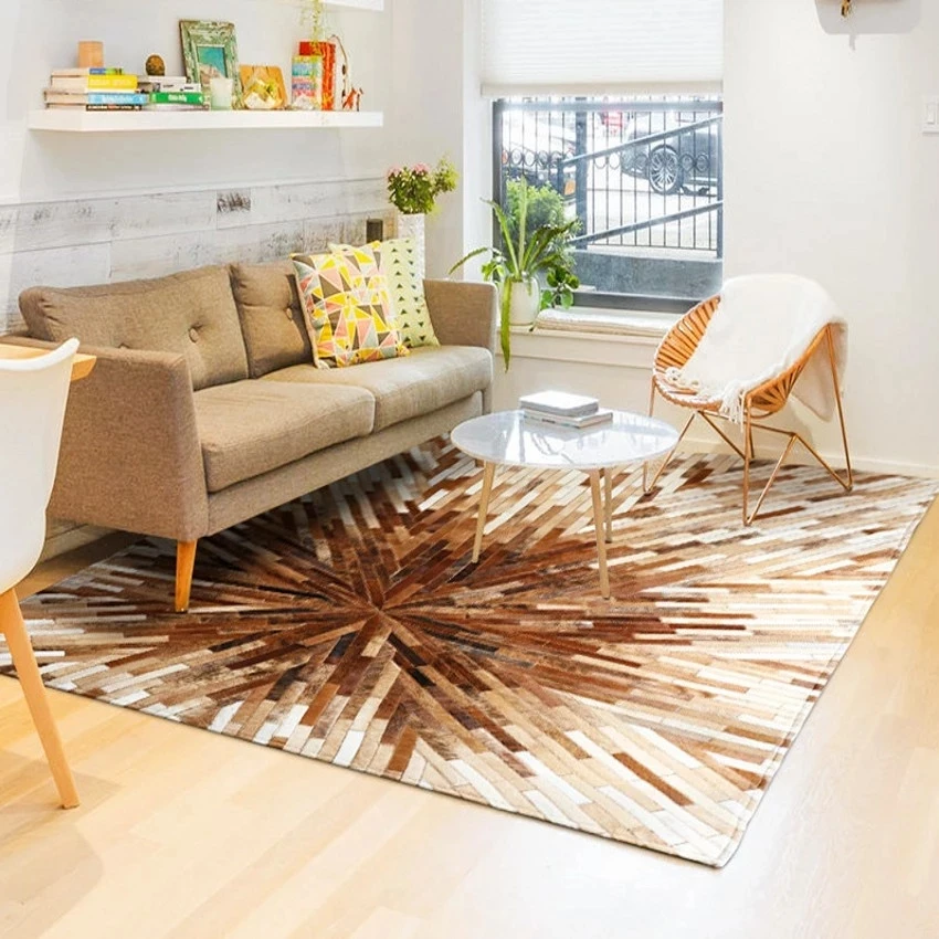 Высококачественный ковер из натуральной воловьей кожи в скандинавском стиле с