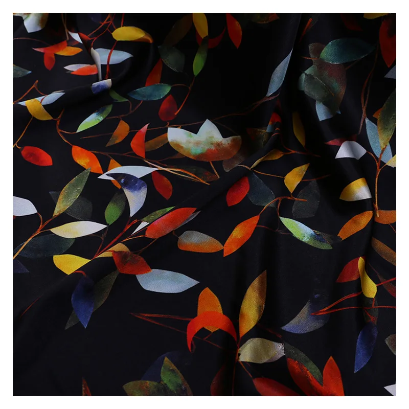 

Mulberry Silk Digital Inkjet Printing Stretch Satin Fabric Summer Shirt Cheongsam Cloth by the Meter Sewing Material Textile
