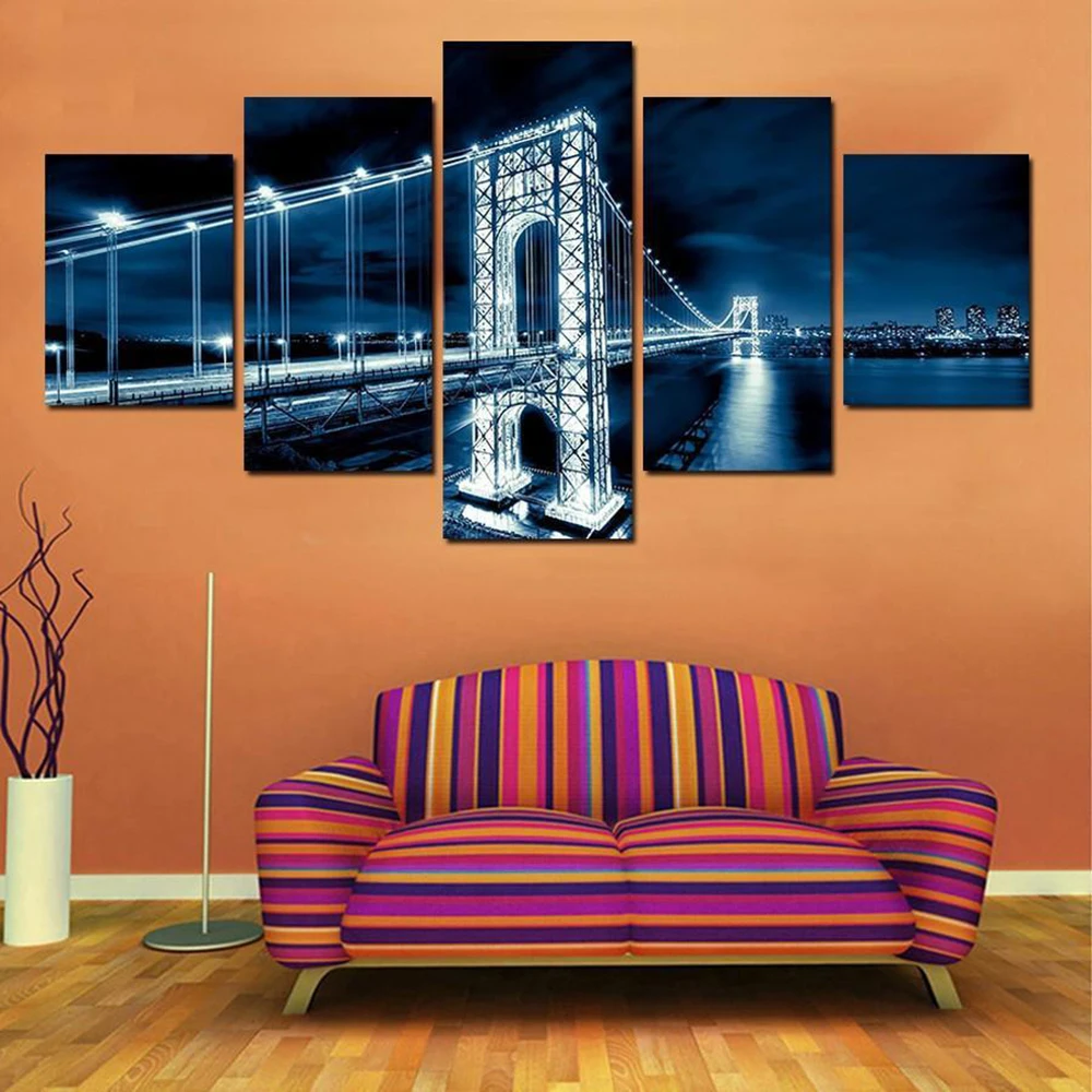

5 Pieces Wall Art Canvas Painting Bridge Landscape Poster Modern Living Room Bedroom Home Decoration Pictures Free Shipping