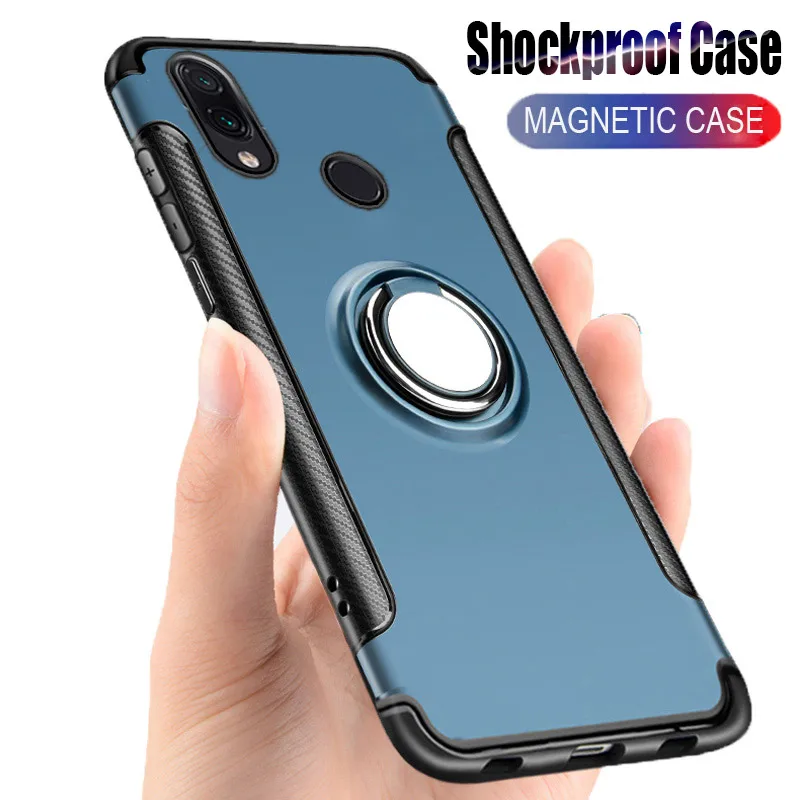 Luxury Silicone Car Holder Magentic Case For Xaiomi Redmi 7a Note 7 4 5 6 Pro 4X Cover 6a Ring Phone Cases | Мобильные телефоны и