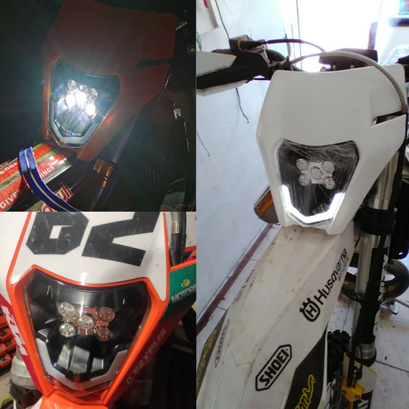 

Dual Sport LED Motorcycle Headlight Dirt Bikes Six Days Head Lamp Light for EXC XCF XCW TE TC FE 125 250 300 350 450 530 690 SMR