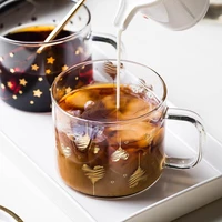 400ml star heart letter portrait glass mug coffee cup with handle couple cups for breakfast milk tea juice cold brinkware beer