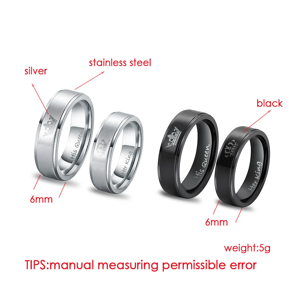Король и королева из нержавеющей стали его ее король пара свадебный браслет