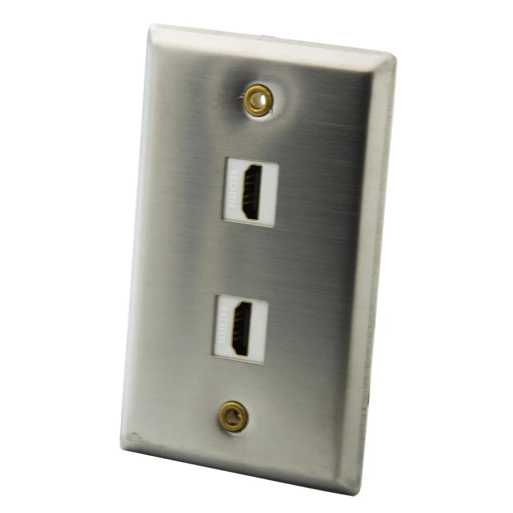 

1 Gang Stainless Steel 2 Ports HDMI Female To Female Wall Plate