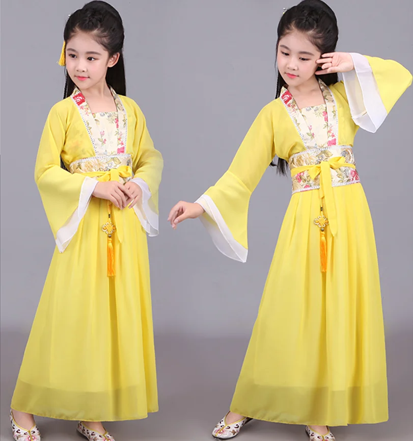 Модные желтые небесно-голубые платья принцессы с рюшами и длинным рукавом