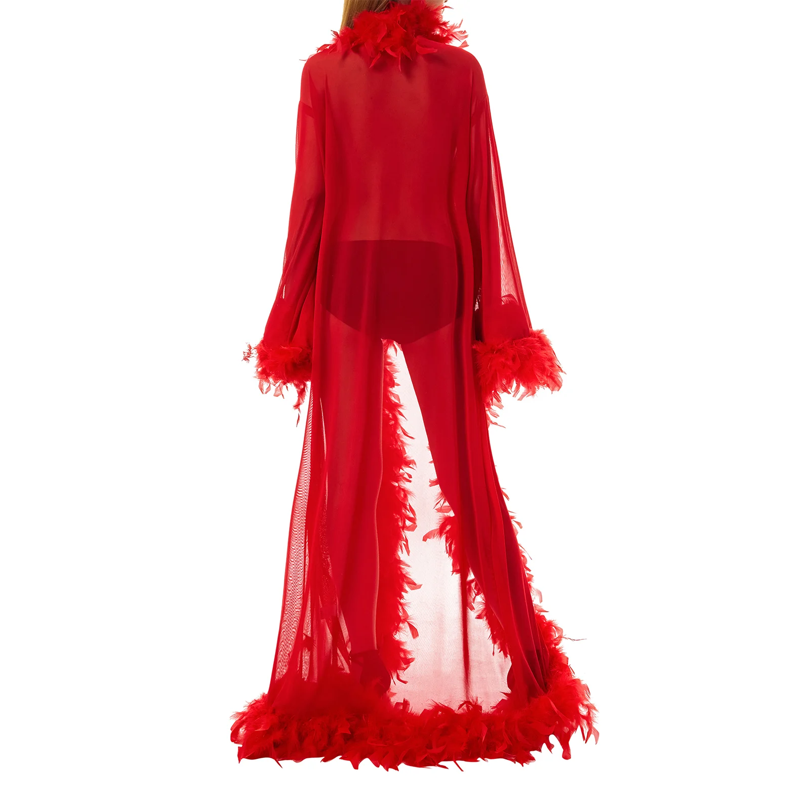 Новинка 2022 женский халат с перьями сексуальное кимоно прозрачные длинные ночные