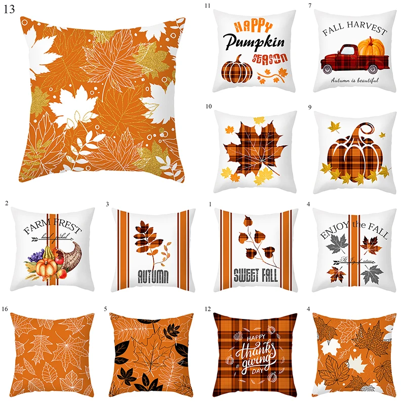

New Soft Cushion Cover Maple Leaf Pillowcase Modern Pillowcase Sofa Cushion Cover Pumpkin Pillowcase Household Products