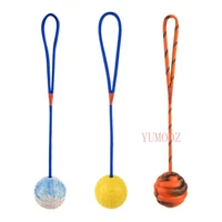 pet dogs training toy natural rubber ball on rope for reward fetch play interactive funny dog toy dog training supplies
