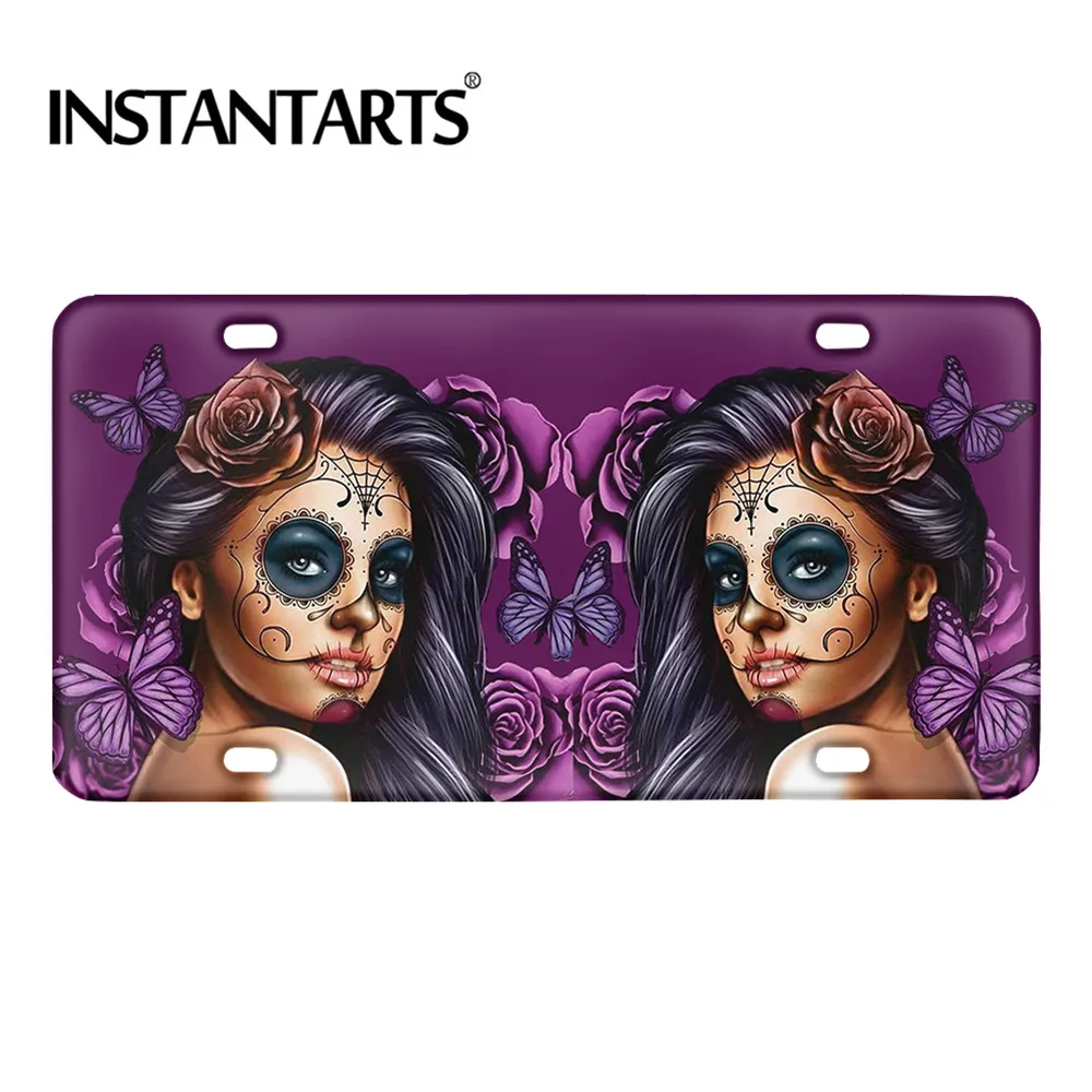 Стильный женский индивидуальный номерной знак INSTANTARTS с цветочным принтом для