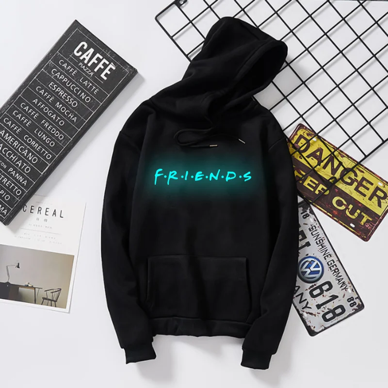 

Friends Printed Women/men Hoodies Pullovers Plus Size Luminous Letter Female Sweatshirt Fashion Tops Outwear Men Sudaderas