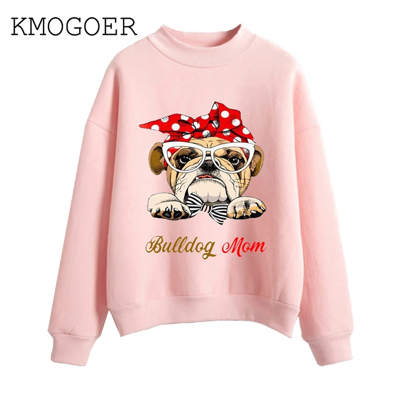 Женские толстовки с капюшоном Power Bulldog Mom флисовая Повседневная Толстовка длинным
