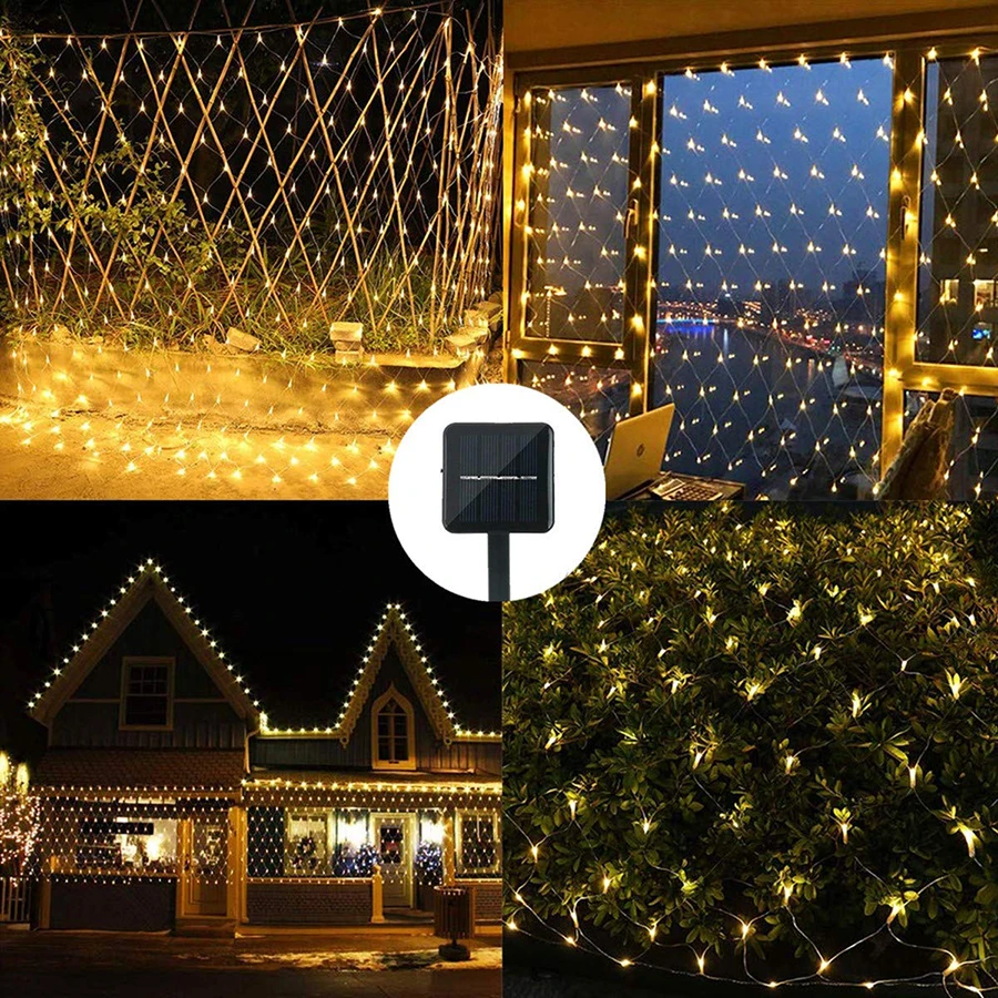 Гирлянда светодиодная сетчатая на солнечной батарее 2 х3 м 204 светодиодов | Лампы и