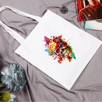 skull tote bag folding shopping korean canvas shopper 3538 womens eco friendly products designer handbags cloth summer bags