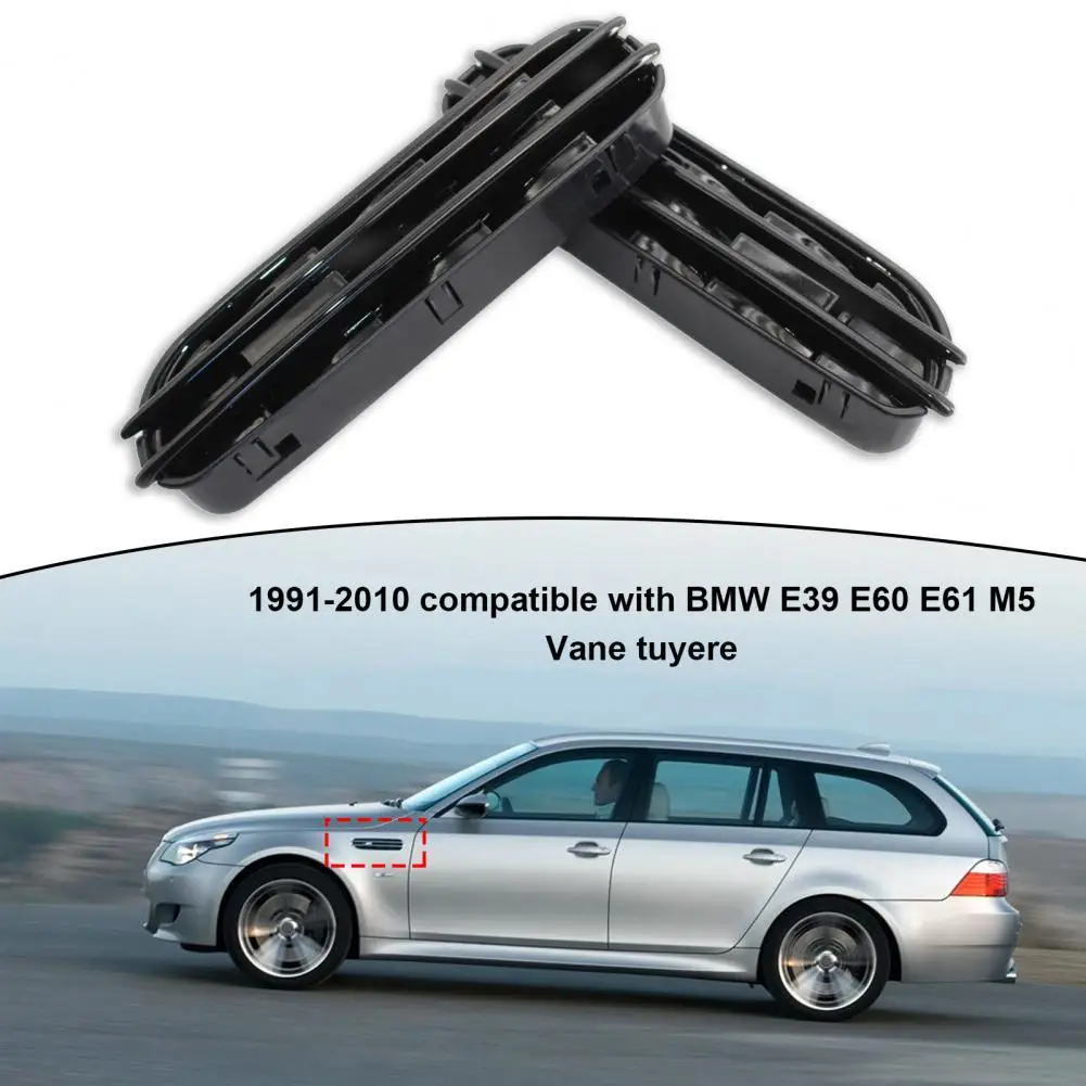 

2Pcs Useful Easy Installation Side Fender Air Flow Vent Grill Gloss Black Side Fender Air Flow Vent Grill Durable