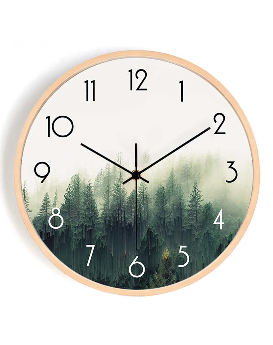 Настенные часы из дерева в скандинавском стиле домашние бесшумные массива для