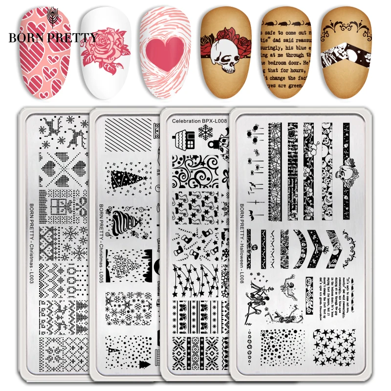 BORN PRETTY штампованные пластины День Святого Валентина Рождество цветок