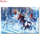 Картина из страз 5d сделай сам, зимняя картина с животными, вышивка крестиком, настенное украшение, алмазная вышивка, мозаика для бега и лошади, подарок