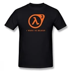 Футболка Half Life 3 Я хочу верить, Милая футболка из 100% хлопка, базовая Мужская футболка с короткими рукавами