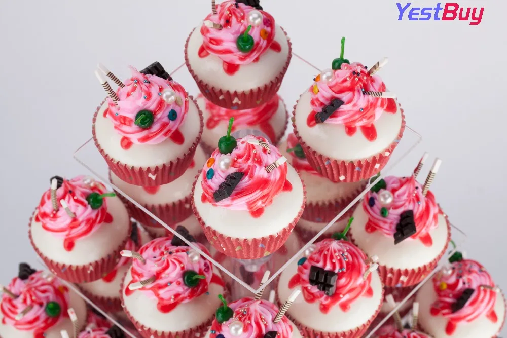 YestBuy 6 яруса Maypole квадратная Свадебная вечеринка дерево башня акриловая подставка