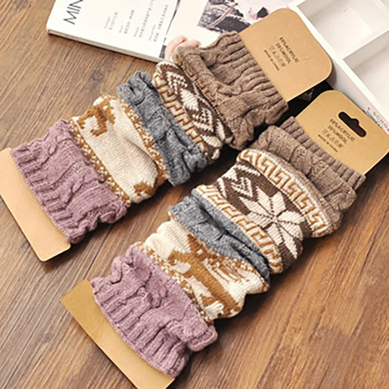 

Female Sock Jacket Below Knee Pile Socks British Wind Twist Spotted Fawn Snowflake Autumn and Winter Leg Warmers Women Acrylic