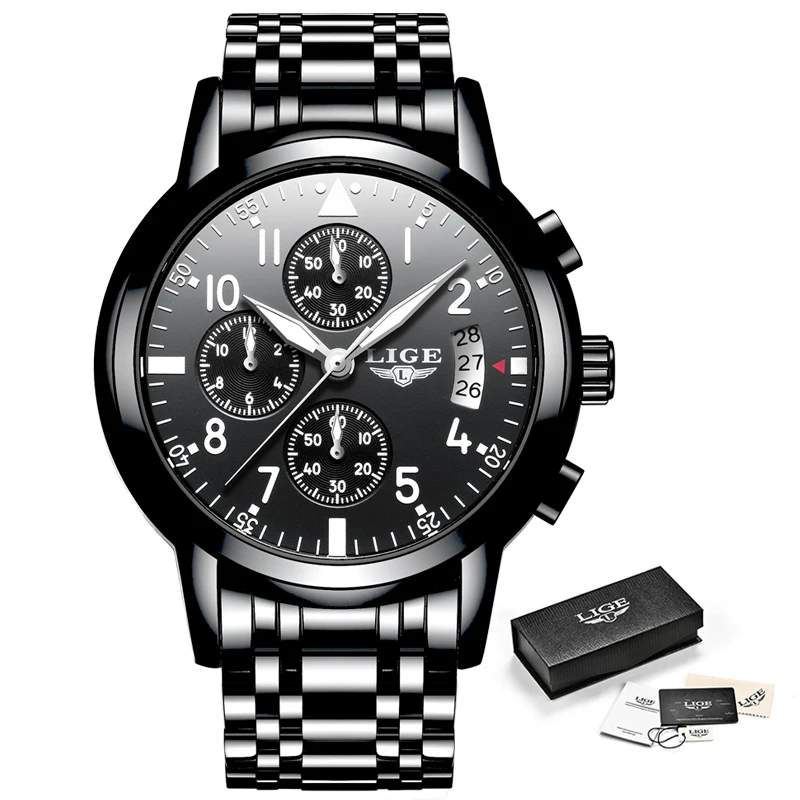 

Men Watches LIGE Top Brand Luxury Business Chronograph Male Quartz Watch Men Casual Waterproof Military Watch Relogio Masculino