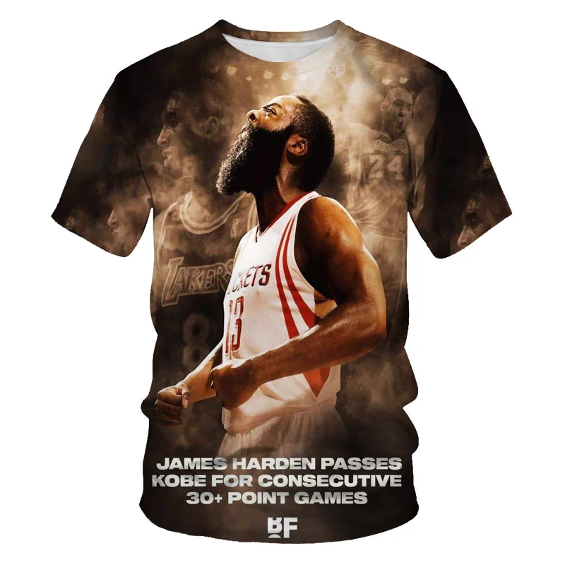 

Summer Men's T-shirt Basketball Star 3D Printing Fashion Men's and Women's T-shirt Soft Texture Casual Fashion Men's Clothing