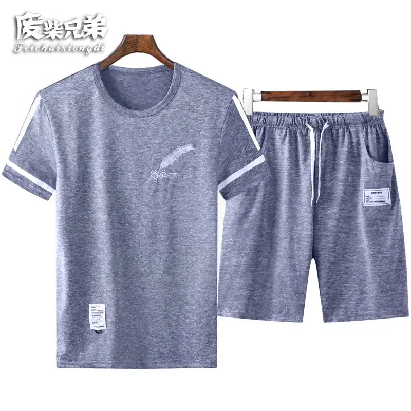 

Suit/T-shirt Summer Casual Suit Men's Short Sleeve Shorts Suit Men's Youth Sportswear Suit Dad Clothes