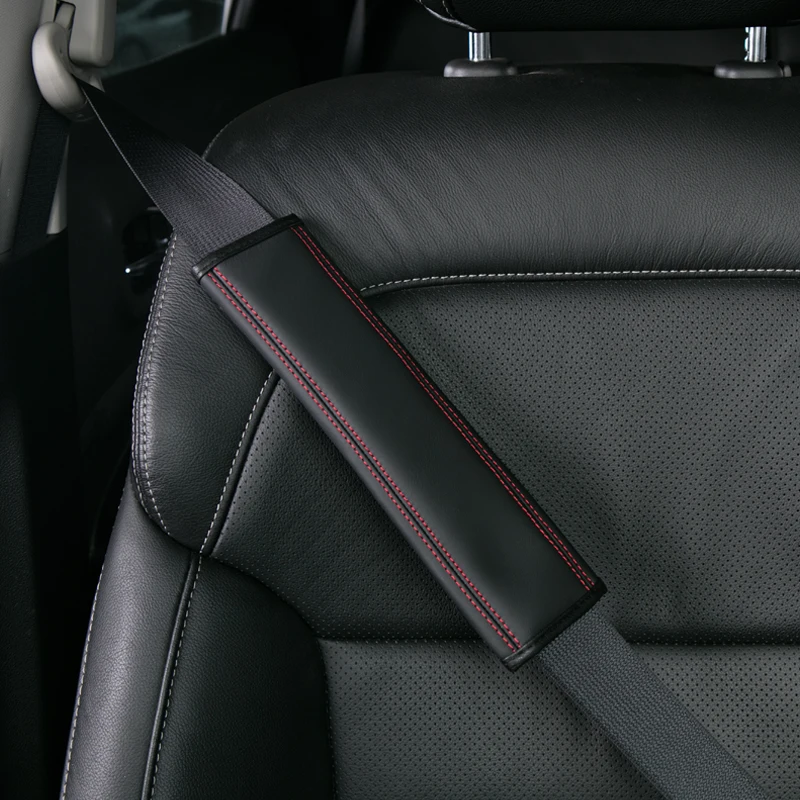 2 шт. автомобильный кожаный ремень безопасности Подушка для ремней Чехол ремня