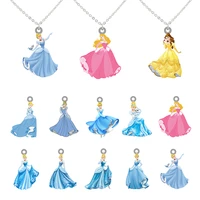 disney classic cinderella with high heeled shoe arcylic pendant necklace for party cute animation epoxy resin jewelry hot sale