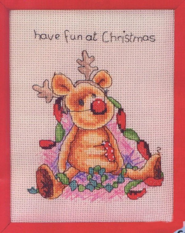 

KTX023 Cross Stitch Kit Embroidery Newton Homfun Bear Cross Stich Painting Joy Sunday Christmas Decorations For Home Homefun