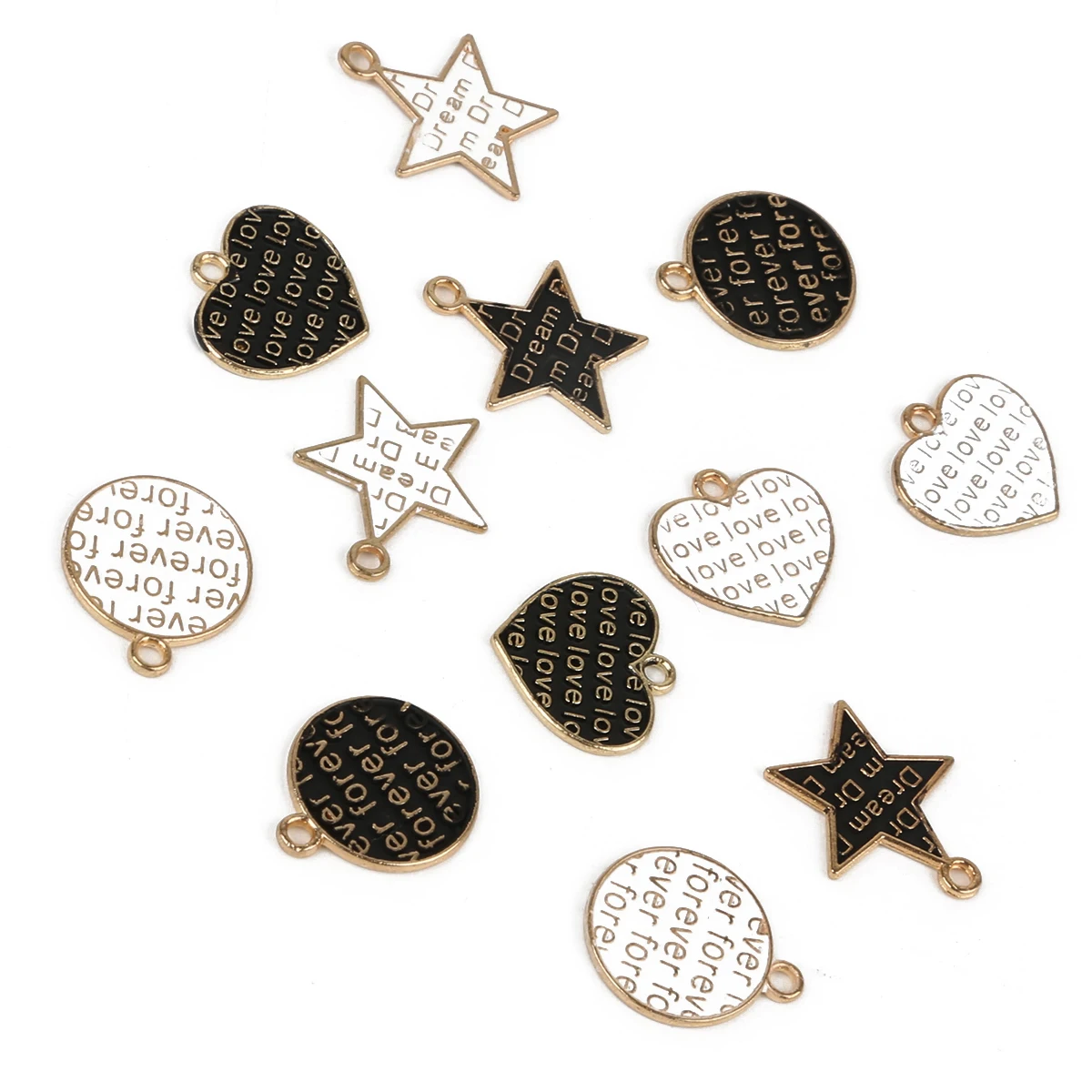 Модная Звезда/Сердце/круглая черная белая надпись FOREVER металлический сплав