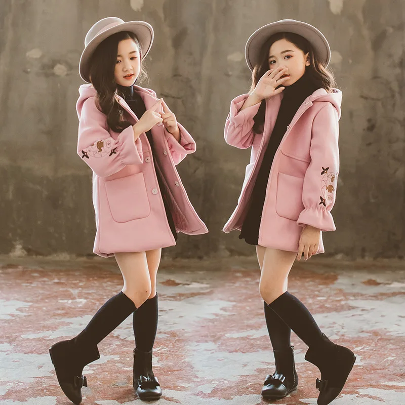 Одежда для девочек осень зима 2019 г. новое модное милое плотное теплое шерстяное