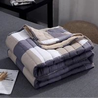 tongdi cool soft throw striped down cotton quilt blanket luxury for cooling summer couch cover bed machine wash bedspread
