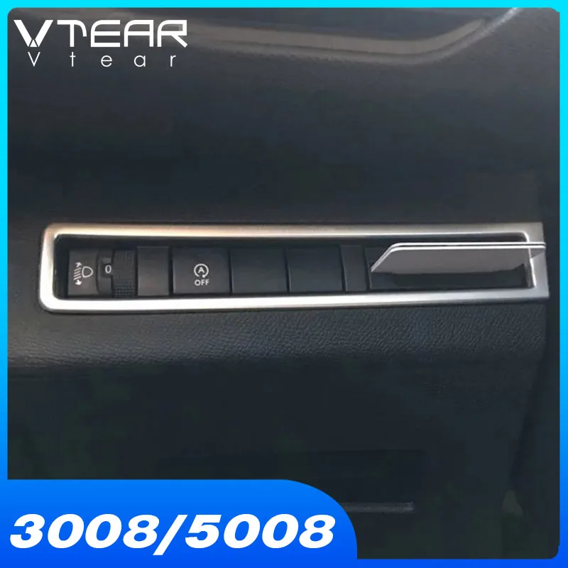 Vtear для peugeot 3008 GT 5008 GT аксессуары для интерьера фар Кнопка регулировки рамка ABS хромированная отделка 20018
