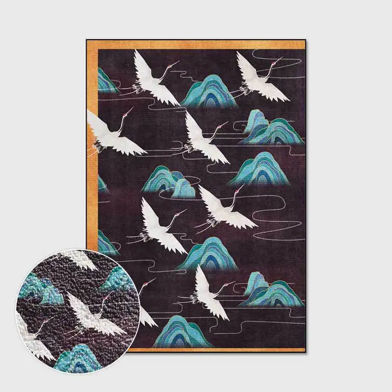 

3D белый ковер с принтом Журавля, коврики для спальни, Зеленый Бархатный ковер для гор, прикроватный диван, напольный коврик для дома, гостиной