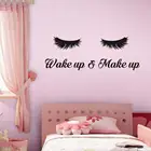 Wake Up  Make Up Наклейка на стену модная Наклейка на стену для ресниц Женская Наклейка на стену для украшения спальни B220