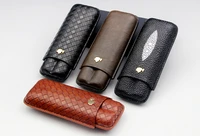 cohiba genuine leather travel cigar cigarette case 2 cigars tube holder humidor wgift box portable smoking tool tobacco storage